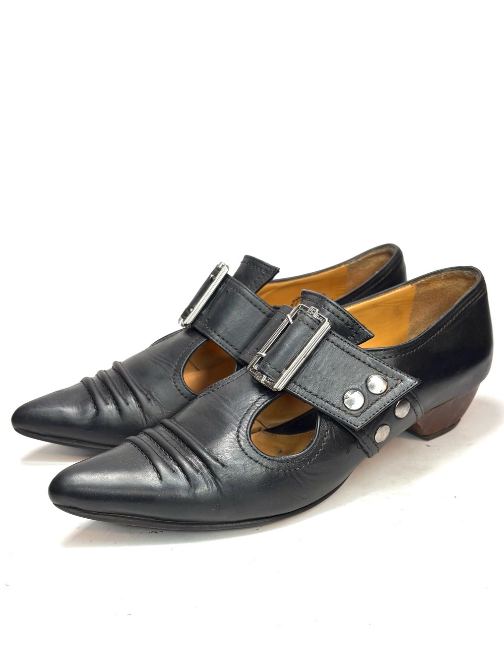 John Fluevog Black Leather Buckled Truth Pilgrim | 9.5